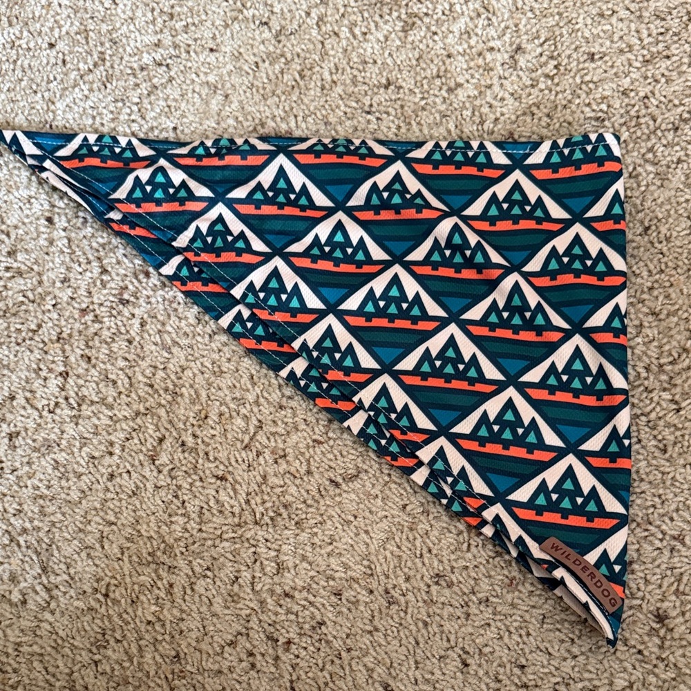 Wilderdog Teal & Coral Mountain Pattern Dog Bandana